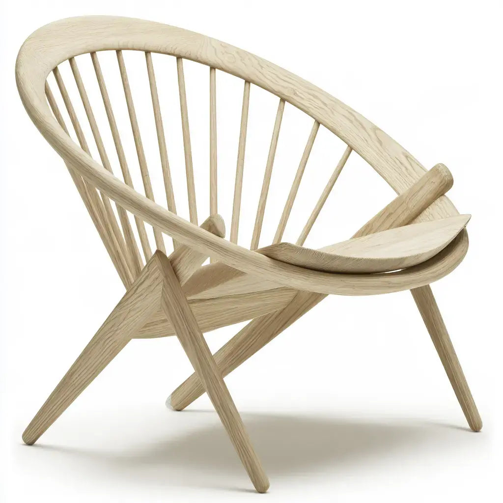 Silla con respaldo de varillas y patas cruzadas - beige