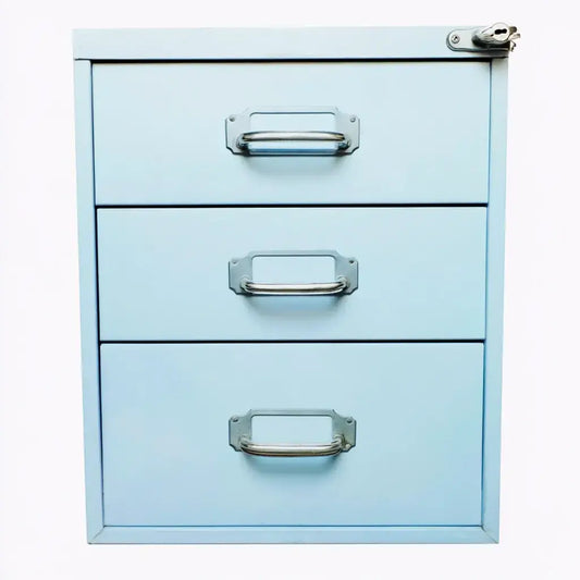 Cómoda con tres cajones con tiradores rectos - azul