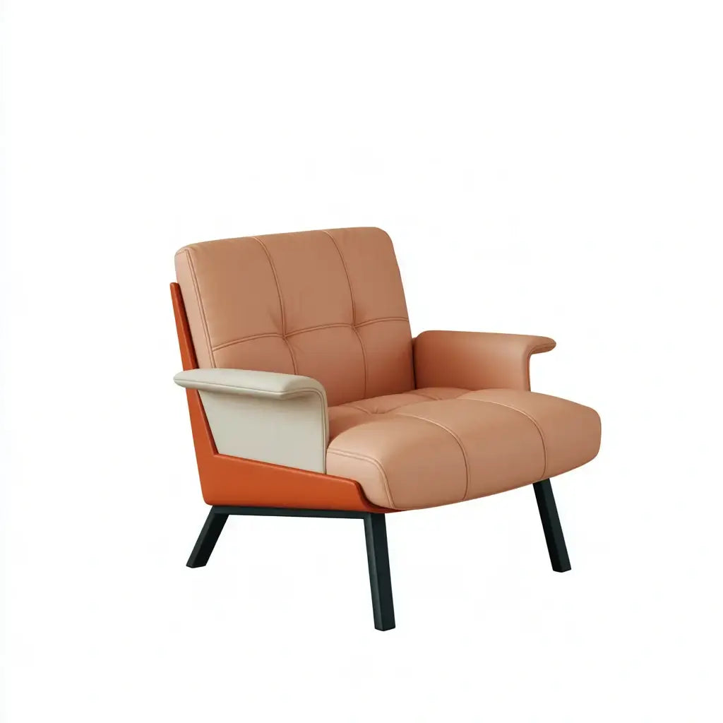 Sillón con cojines segmentados y brazos abiertos - marrón